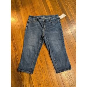 St Johns Bay Taper Leg Stretch Denim Jean Capri Womens 16 W Plus‎ Med/Dk Wash